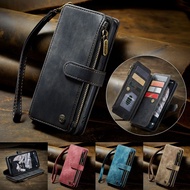 CaseMe Zipper Wallet Flip Leather Phone Case For Samsung Galaxy A12 A13 A04S M13 A14 A22 A23 A24 A30S A50S A50 A32 A33 A34 A51 A52 A52S 4G 5G Multi Card Cover Coque