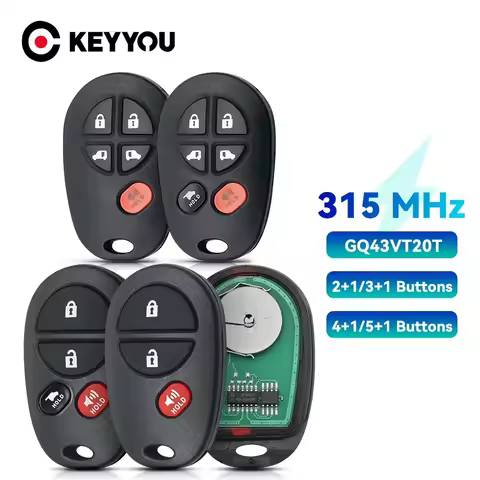KEYYOU 315MHz GQ43VT20T Remote Car Key for Toyota Sienna Tundra Sequoia Tacoma Camry Highlander Auri