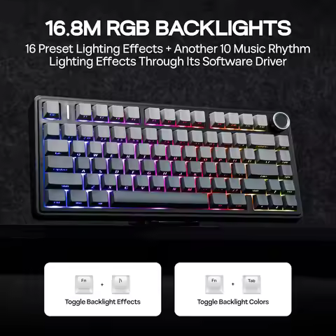AULA F75 Silent Switch Mechanical Keyboard 2.4G/Bluetooth/Wired 75% Layout RGB Profile Gasket Struct