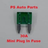 Car Fuse Blade Mini Plug in Fuse 30A - 1 Unit Mini Plug In Fuse - Green Car Fuse