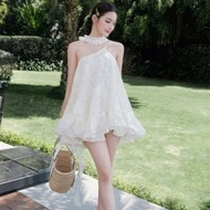 Luxurious women's dress, beautiful backless flared babydoll dress C327