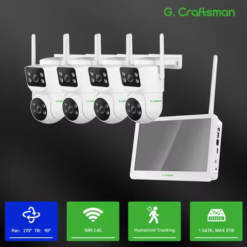 C-X,3MP+3MP|Dual-Lens PTZ|4CH WiFi NVR Kit|Human Tracking|Two-Way Audio|H.265|Cloud&TF Storage​ GW-P