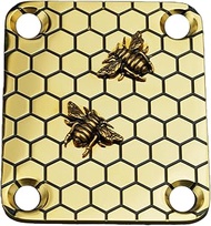 Guyker Guitar Neck Plate, 4-Holes Stainless Steel Electric Guitar Bass Neck Joint Plate NeckPlate Be