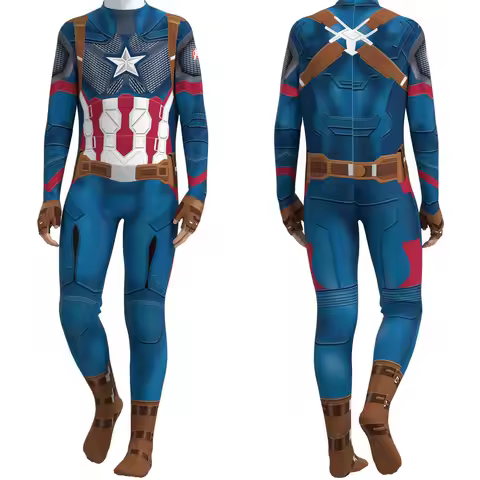 Halloween Cosplay Costume Comics Captain Cosplay Costume America Superhero Jumpsuit Spandex Zenzai S