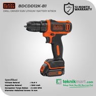 Black & Decker Cordless Drill / Bor Tangan Baterai 10.8Volt BDCDD12K