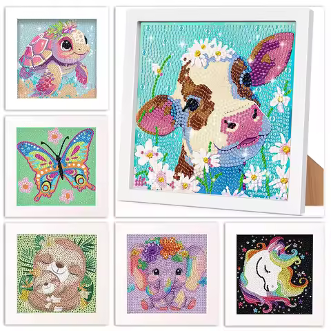 1pc frameless 2024 New DIY Children's Diamond Painting Set Cartoon Animal Picture Crystal Water Diam