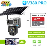 Solar CCTV กล้องวงจรปิด V380 Pro 4G SIM Card/WIFI 16MP กันน้ํา เสียงสองทาง Infrared night vision การ