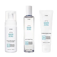 ETUDE Soonjung pH 6.5 Whip Cleanser (5.07 Fl Oz) + SoonJung pH5.5 Relief Toner (6.76 Fl Oz) + SoonJu