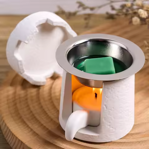 Wax Melting Furnace Silicone Molds DIY Castle Aroma Burner Gypsum Cement Concrete Craft Candle Vesse