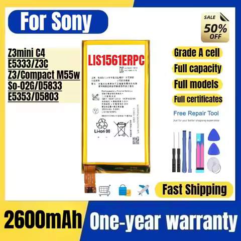 LIS1561ERPC for Sony Z3mini C4/E5333/Z3C/Z3/Compact M55w/So-02G/D5833/E5353/D5803 Phone Battery Repl