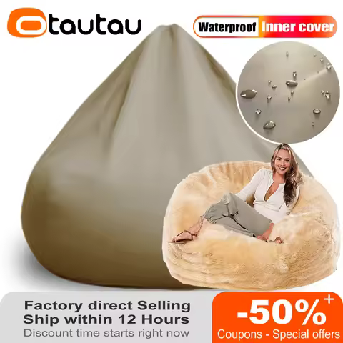 OTAUTAU 4/5/6/7ft Waterproof Giant Round Pouf Inner Liner Cover No Filling Bean Bag Sofa Bed Insert 