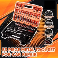 Mstar 53Pcs Tool Set Vehicle Multifunctional Wrenches Chrome Vanadium Steel Auto Car Repair Tool Box