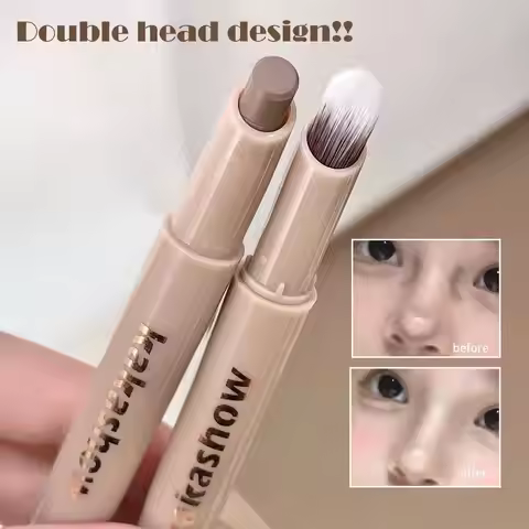 2in1 Contouring Pen With Brush Facial Contour Stick Makeup, Neutral Bronzer Makeup Sticks, 3D Contou