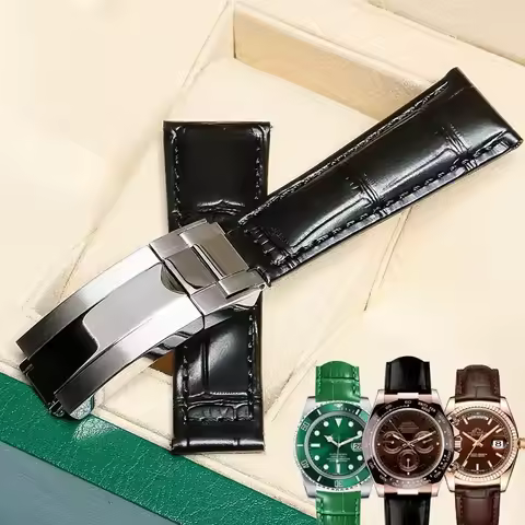 Watch Bands For Rolex SUBMARINER Yacht-Master DAYTONA GMT Crocodile Grain Leather Men Strap Watch Ac