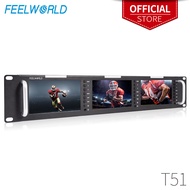 FEELWORLD T51 Triple 5 Inch 2RU 800x480 Pixel Broadcast Rack Mount LCD Monitor with 3G-SDI HDMI AV I