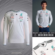 Mercedes AMG Petronas F1 2025 White Tshirt Formula One Long Sleeve Adidas