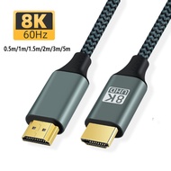 Nylon HDMI-Compatible 2.1 Cable HD Cord 8K 60Hz 4K 120Hz 48Gbps ARC Ultra High Speed HDR for HD TV Laptop Projector PS4 PS5
