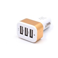 全城热卖 - 3USB車充 鋁合金車載手機多功能汽車車載充電器 三口車充（金色）#13 #N51_047_017