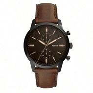 Men's Quartz Three-Hand Watch, Leather Strap, Stainless Steel Case, Scratch-Resistant Glass FS5437/F
