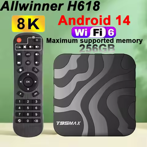 TV Box Android14 T95max AllwinnerH618 8K Video 2.4G&5G Dual Wifi6 32GB 64GB 128GB 256GB Memory Netfl