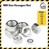 MM Size Hexagon Nut – Metric Steel Nut M3 M3.5 M4 M5 M6 M8