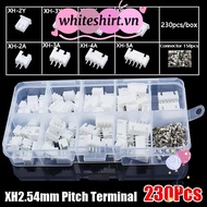 WHITESHIRT 230Pcs 2.54mm Pitch Terminal, Housing Kit XH2.54 Pin Connector,  Male And Female 4 Value 