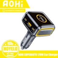 AOHI SUPERAUTO 170W Car Charger With Smart TFT Display , 140W PD 3.1 USB C Fast Charging
