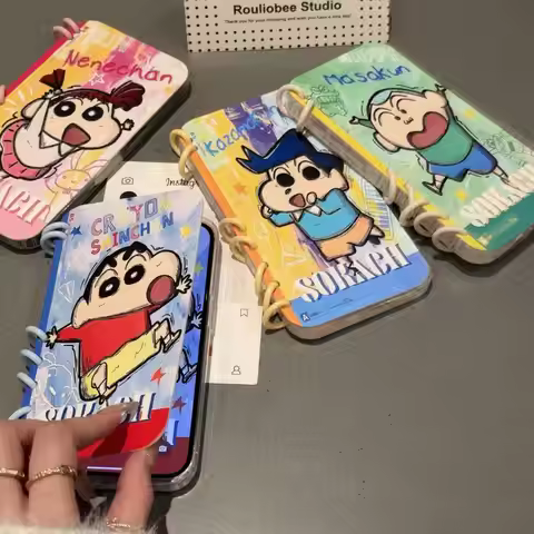 Japan comic Cute color Graffiti Crayon Shin-chan B-Boochan 3D Flip Notebook Phone Case For iPhone 11