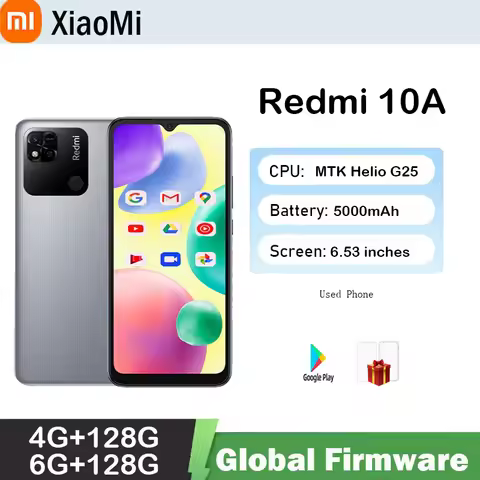 Smartphone 10A 6GB 128GB Original Xiaomi Redmi Global 6.53' HD Display Helio G25 Octa Core 13MP Fing