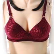 HuoYuan【Ready Stock】Wireless Bra B C D Cup Big Size 36-42 Push Up Bra Thin Sponge Cotton Lining Non-