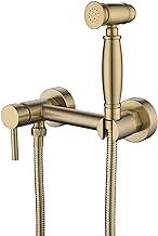 Cloth Diaper Sprayer Kit Brass Handheld Bidet Sprayer Toilet Kit Brushed Gold Wall Mounted Toilet Sprayer Hot and Cold Water Bathroom Washroom Set with Stainless Steel Hose