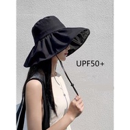 Korean version of UV female UV protection sunscreen fisherman hat black glue coating fairy sun hat face small big brim hat