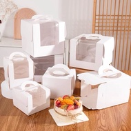 3/4/6/8 Inch White card board cake box with handle Heighten cake packing box Bakery box Kotak kek 白纸卡一体手提蛋糕盒