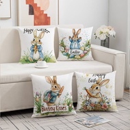 Peach Skin Pillow Case 45x45cm 1pc/4pcs - Easter Bunny Egg Aesthetic Cushion Cover