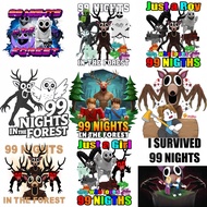 99 Nights in The Forests Cartoon cute printed pattern T-shirt hoodie heat transfer denim white ink h