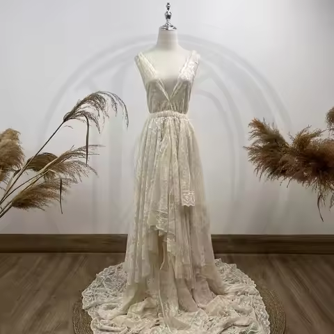 Photo Shoot Prop Maxi Long Floral Maternity Gown Multi Layer Deep V Sleeveless Pregnant Dress for Wo