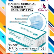 [DEASHOP] MASKER SURGICAL EARLOOP 3PLY/ MASKER 1BOX ISI 50PCS