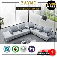 Living Mall Zayne 1/2/3-Seater Sofa Set Pet Friendly Fabric Scratch-proof Stain-Proof in Grey Colour