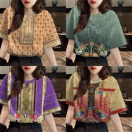 2025 ASEAN Ethnical Style Women's T-Shirt - Loose Fit, Round Neck