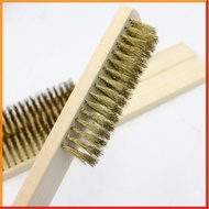 HOG 12pcs Wire Bristle Wood Handle Copper-plated Wire Brush Tools For Mechanical Derusting Cleaning Debris