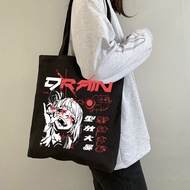 2026 Fashion 2026 Cross-Border Foreign Trade Anime Printed Canvas Bag Harajuku Shoulder Bag Y2K Goth