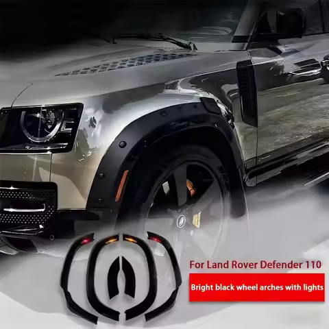 For Land Rover Defender 110 L663 ABS Fender Flares With Lamp Modified Wide Fender Trim Body Kit Car 