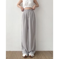 Hijjah Store Losee Pants Highwaist Celana Kulot Longgar Trousers Anti Kusut Kerja Kantor