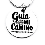 Spanish Proverbs 3:6 Stainless Steel Keychain, Inspirational Quotes, Inspiring and Positive, Ideal G