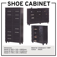 Black Rack Tall Shoe Storage Cabinet With Ventilation Door