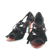 【日本直送】【CHANEL】香奈兒 流蘇 G24622Y01088 麂皮 黑色 05P 女仕 高跟鞋【二手】A級