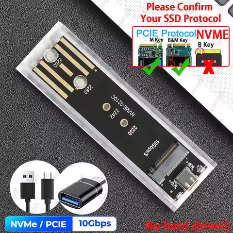 M.2 SSD Case NVME NGFF SATA Hard Disk Box Type C USB 3.1 External SSD Case For 2230 2242 2260 2280 N