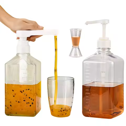 1600ml Coffee Syrup Dispenser Multi-Function Honey Sauce Ketchup Bottle with 5/8/10/15/20/30CC Pump 