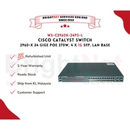 Refurbished Cisco WS-C2960X-24PS-L, 24 GigE PoE 370W, 4 x 1G SFP, LAN Base