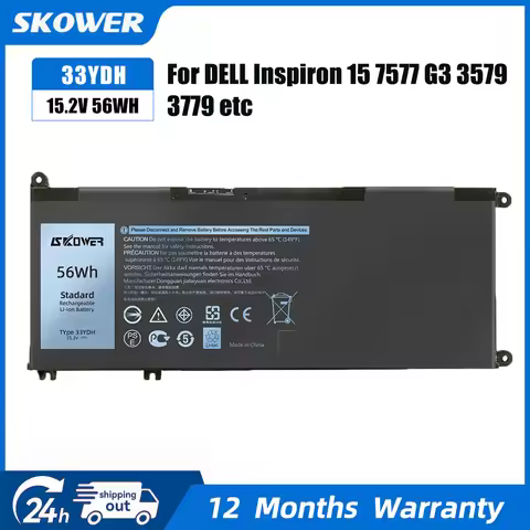 SKOWER 33YDH Laptop Battery For Dell Inspiron 17 7778 7779 7786 7773 15 7577 7588 3580 3590 3779 99N